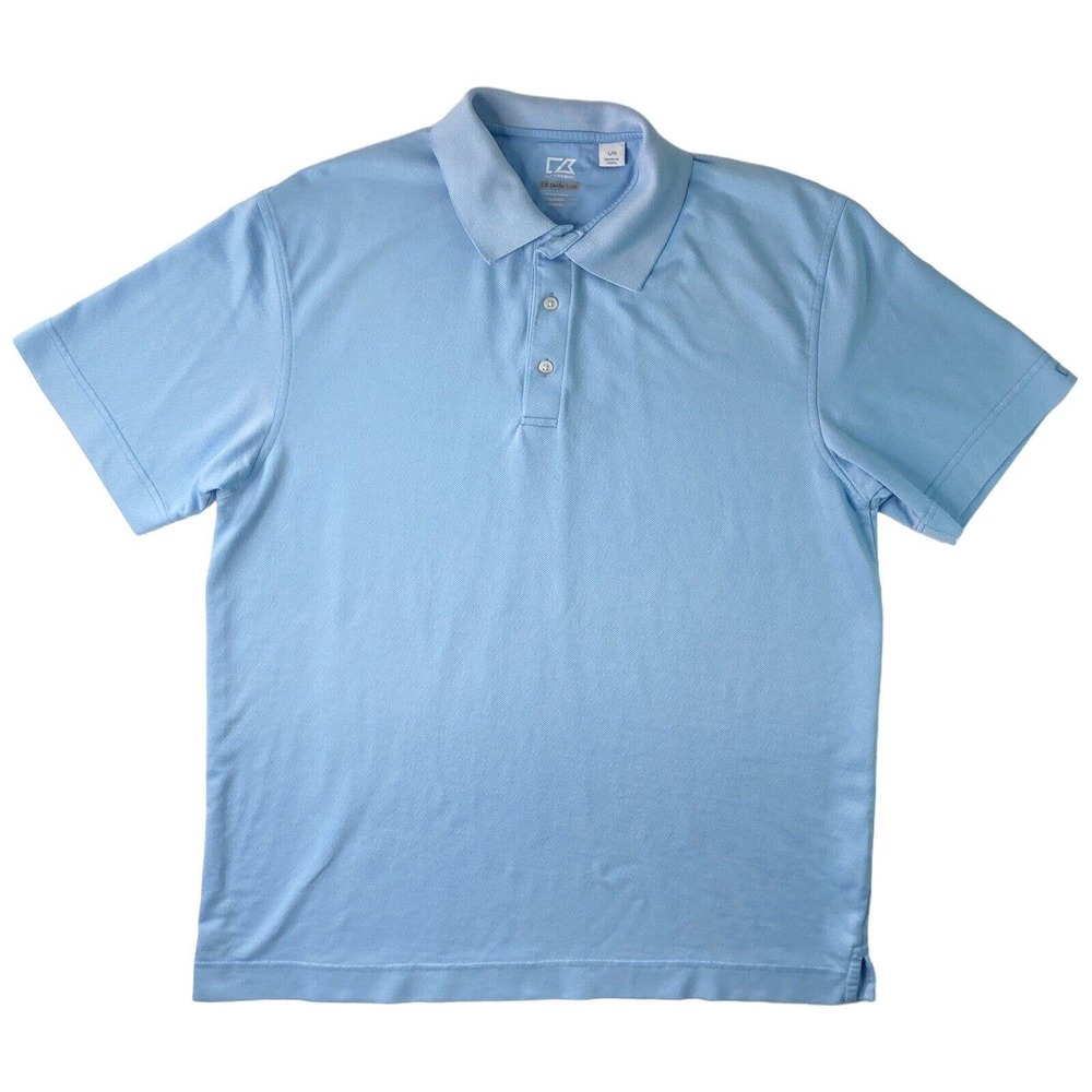 Cutter & Buck Large Men's Golf Polo Shirt CB DryTec LUXE Moisture Wicking Blue